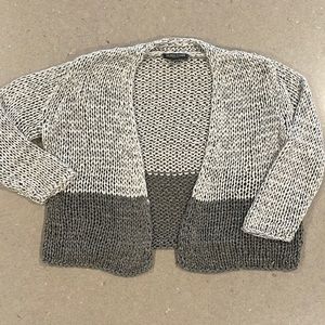 Eileen Fisher Petite open weave sweater, silver and grey, PP